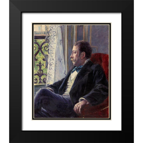 Portrait of a Man Black Modern Wood Framed Art Print with Double Matting by Caillebotte, Gustave