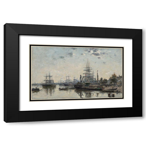 View of Bordeaux, from the Quai des Chartrons Black Modern Wood Framed Art Print with Double Matting by Boudin, Eugene