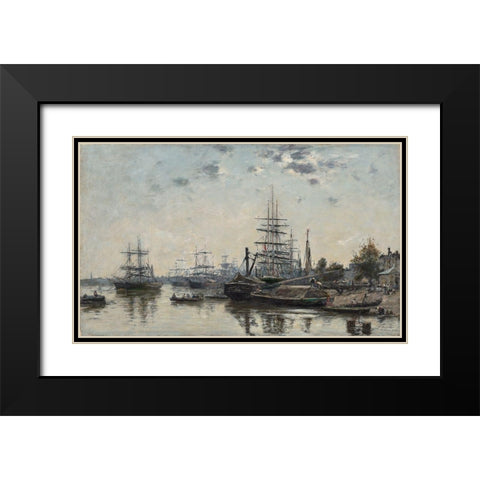 View of Bordeaux, from the Quai des Chartrons Black Modern Wood Framed Art Print with Double Matting by Boudin, Eugene