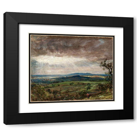 Hampstead Heath, Looking Toward Harrow Black Modern Wood Framed Art Print with Double Matting by Constable, John