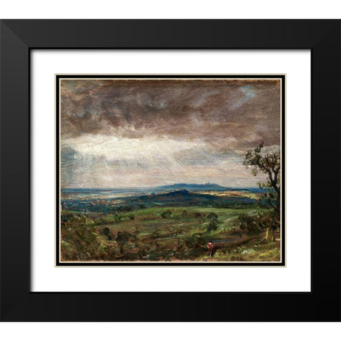 Hampstead Heath, Looking Toward Harrow Black Modern Wood Framed Art Print with Double Matting by Constable, John