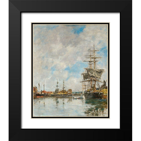 The Dock of Deauville Black Modern Wood Framed Art Print with Double Matting by Boudin, Eugene