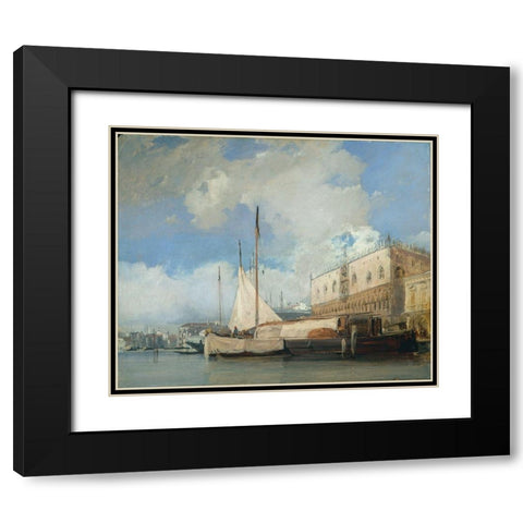 The Doges Palace, Venice Black Modern Wood Framed Art Print with Double Matting by Bonington, Richard Parkes