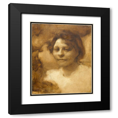 Madame Case Black Modern Wood Framed Art Print with Double Matting by Carriere, Eugene