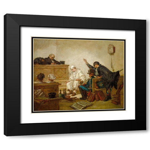 Pierrot in Criminal Court Black Modern Wood Framed Art Print with Double Matting by Couture, Thomas