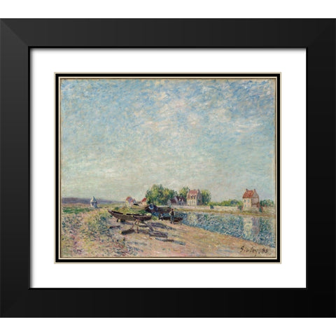 Saint-Mammes, Loing Canal Black Modern Wood Framed Art Print with Double Matting by Sisley, Alfred