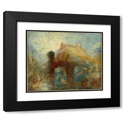 Queen Mabs Cave Black Modern Wood Framed Art Print with Double Matting by Turner, Joseph Mallord William