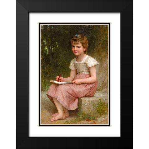 A Calling Black Modern Wood Framed Art Print with Double Matting by Bouguereau, William Adolphe