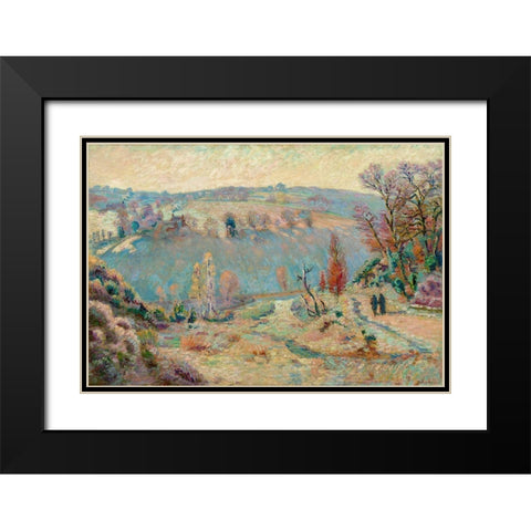 Valley of the Sedelle at Pont Charraud White Frost Black Modern Wood Framed Art Print with Double Matting by Guillaumin, Armand