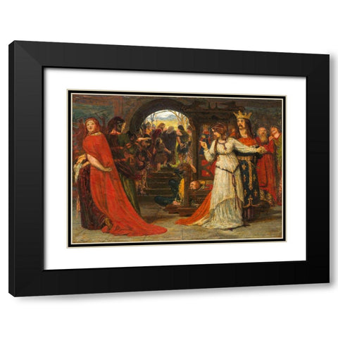 Cordelia Parting from her Sisters Black Modern Wood Framed Art Print with Double Matting by Brown, Ford Madox
