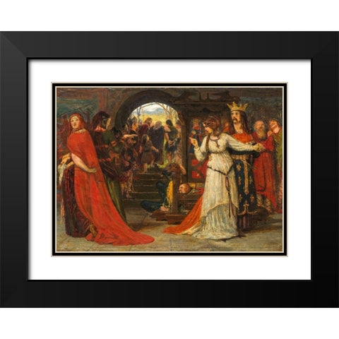 Cordelia Parting from her Sisters Black Modern Wood Framed Art Print with Double Matting by Brown, Ford Madox