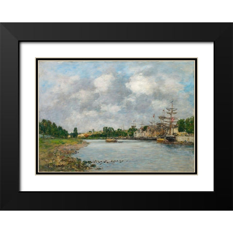 View of the Port of Saint-Valery-sur-Somme Black Modern Wood Framed Art Print with Double Matting by Boudin, Eugene