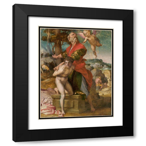 The Sacrifice of Isaac Black Modern Wood Framed Art Print with Double Matting by Sarto, Andrea del