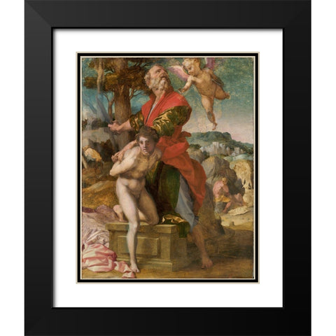 The Sacrifice of Isaac Black Modern Wood Framed Art Print with Double Matting by Sarto, Andrea del
