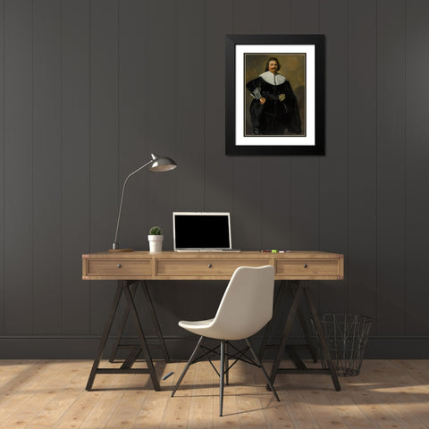 Portrait of Tieleman Roosterman Black Modern Wood Framed Art Print with Double Matting by Hals, Frans
