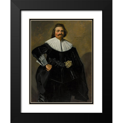 Portrait of Tieleman Roosterman Black Modern Wood Framed Art Print with Double Matting by Hals, Frans