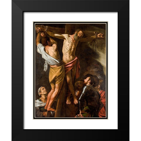 The Crucifixion of Saint Andrew Black Modern Wood Framed Art Print with Double Matting by Caravaggio