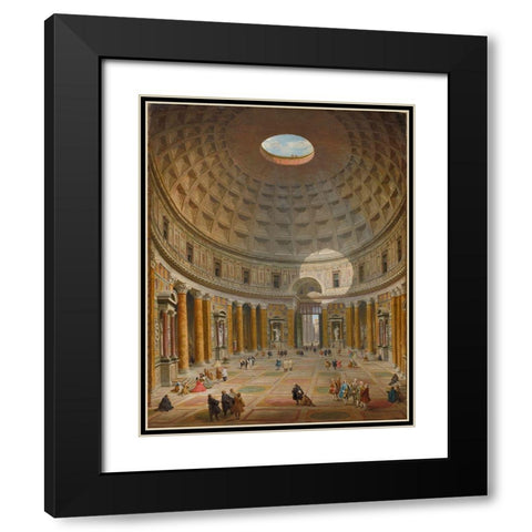 Interior of the Pantheon, Rome Black Modern Wood Framed Art Print with Double Matting by Panini, Giovanni Paolo