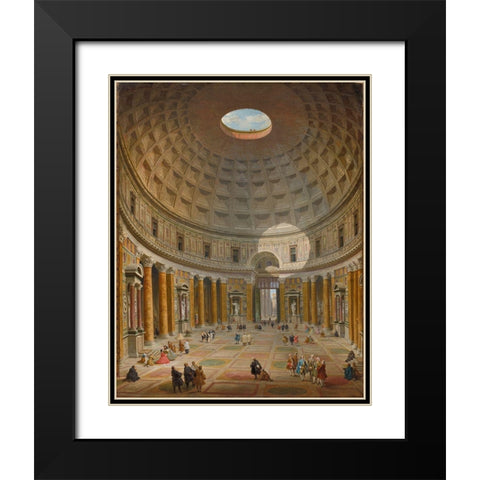 Interior of the Pantheon, Rome Black Modern Wood Framed Art Print with Double Matting by Panini, Giovanni Paolo