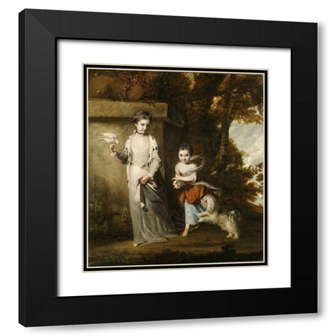 Portrait of the Ladies Amabel and Mary Jemima Yorke Black Modern Wood Framed Art Print with Double Matting by Reynolds, Joshua