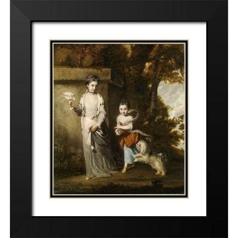 Portrait of the Ladies Amabel and Mary Jemima Yorke Black Modern Wood Framed Art Print with Double Matting by Reynolds, Joshua
