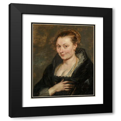 Portrait of Isabella Brant Black Modern Wood Framed Art Print with Double Matting by Rubens, Peter Paul