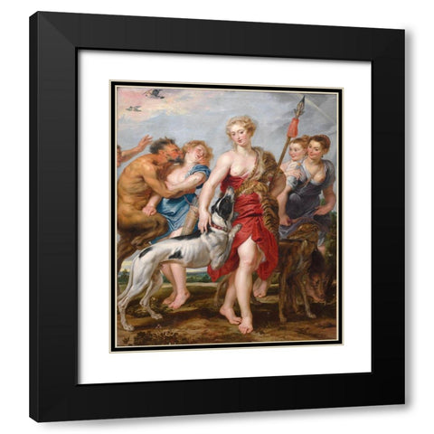 Diana and Her Nymphs Departing for the Hunt Black Modern Wood Framed Art Print with Double Matting by Rubens, Peter Paul