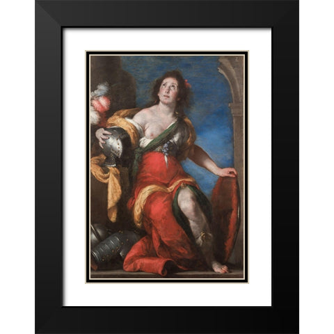 Allegorical Figure Black Modern Wood Framed Art Print with Double Matting by Strozzi, Bernardo