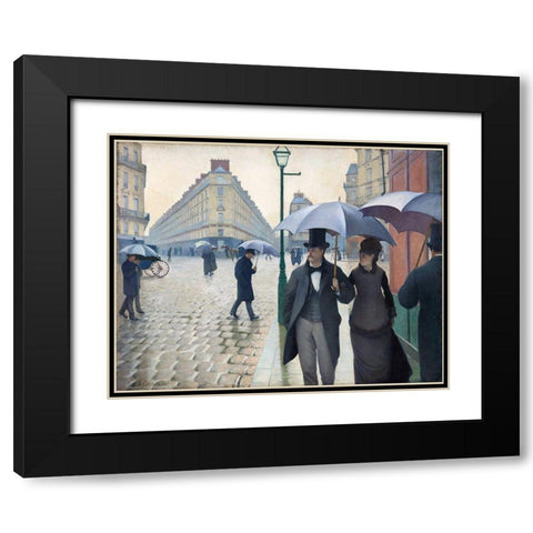 Paris Street; Rainy Day 1877 Black Modern Wood Framed Art Print with Double Matting by Caillebotte, Gustave