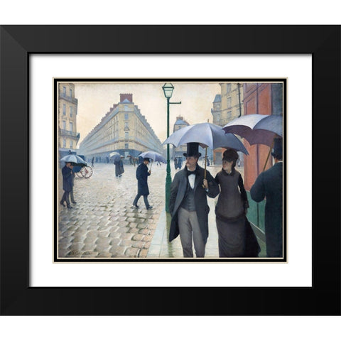 Paris Street; Rainy Day 1877 Black Modern Wood Framed Art Print with Double Matting by Caillebotte, Gustave