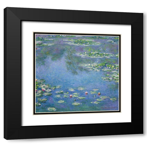 Water Lilies 1906 Black Modern Wood Framed Art Print with Double Matting by Monet, Claude