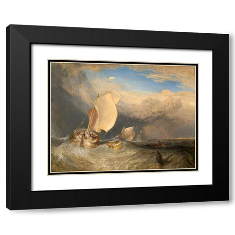 Fishing Boats with Hucksters Bargaining for Fish 1837 Black Modern Wood Framed Art Print with Double Matting by Turner, Joseph Mallord William