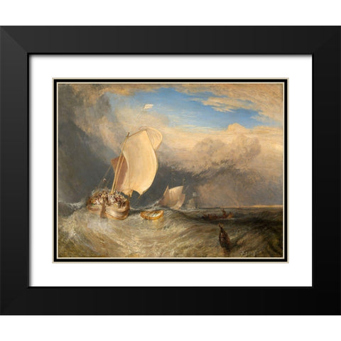Fishing Boats with Hucksters Bargaining for Fish 1837 Black Modern Wood Framed Art Print with Double Matting by Turner, Joseph Mallord William