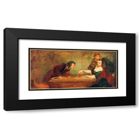 The Last Throw 1840 Black Modern Wood Framed Art Print with Double Matting by Leslie, Charles Robert