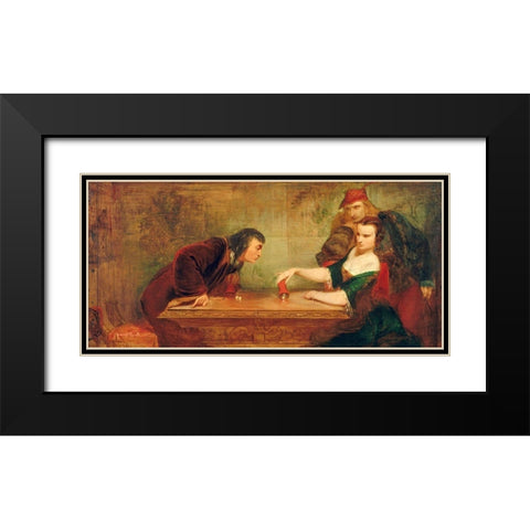 The Last Throw 1840 Black Modern Wood Framed Art Print with Double Matting by Leslie, Charles Robert