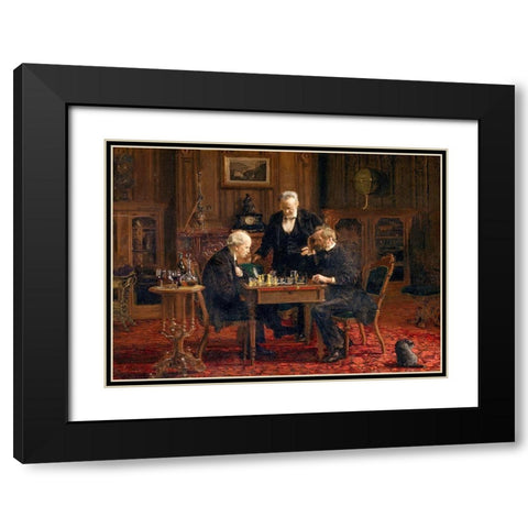 The Chess Players 1876 Black Modern Wood Framed Art Print with Double Matting by Eakins, Thomas
