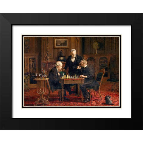 The Chess Players 1876 Black Modern Wood Framed Art Print with Double Matting by Eakins, Thomas