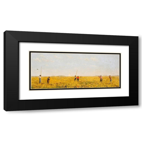 Pushing for Rail Black Modern Wood Framed Art Print with Double Matting by Eakins, Thomas