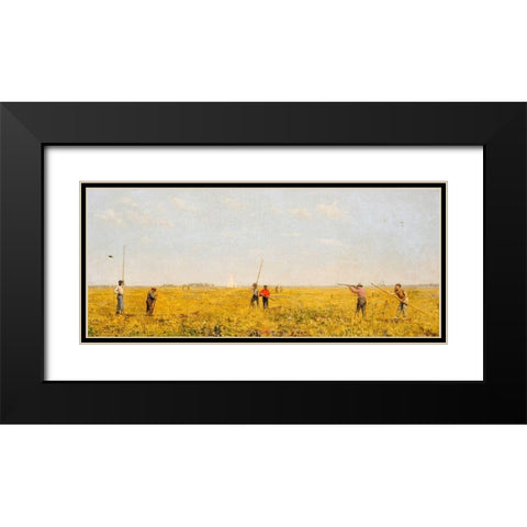 Pushing for Rail Black Modern Wood Framed Art Print with Double Matting by Eakins, Thomas