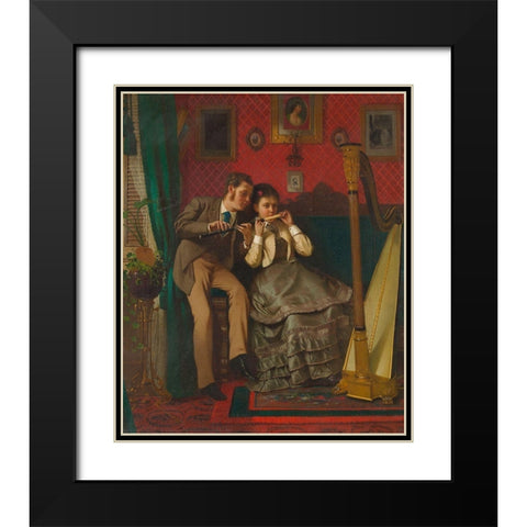 The Music Lesson Black Modern Wood Framed Art Print with Double Matting by Brown, John George