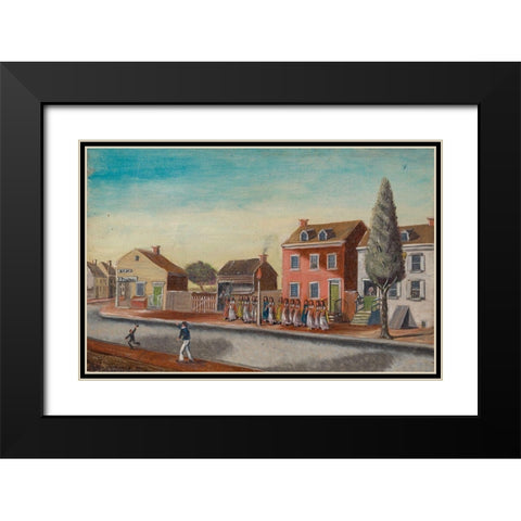 Tea Party Black Modern Wood Framed Art Print with Double Matting by Chappel, William P.