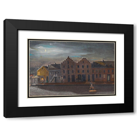 The Lamp Lighter Black Modern Wood Framed Art Print with Double Matting by Chappel, William P.