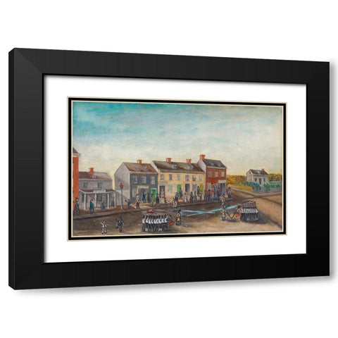 Firemens Washing Day Black Modern Wood Framed Art Print with Double Matting by Chappel, William P.