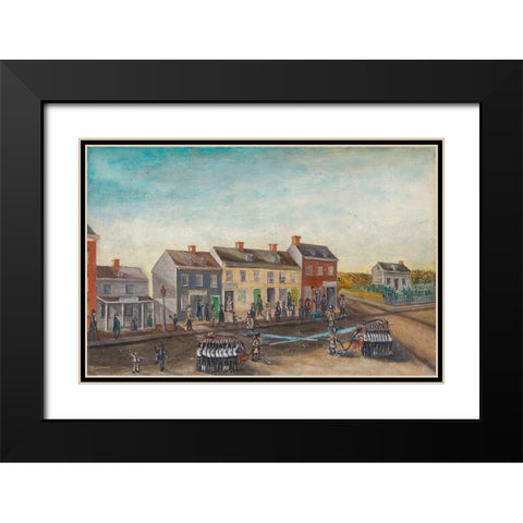 Firemens Washing Day Black Modern Wood Framed Art Print with Double Matting by Chappel, William P.