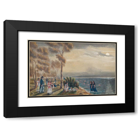 Bathing Party Black Modern Wood Framed Art Print with Double Matting by Chappel, William P.