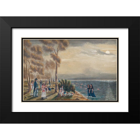 Bathing Party Black Modern Wood Framed Art Print with Double Matting by Chappel, William P.