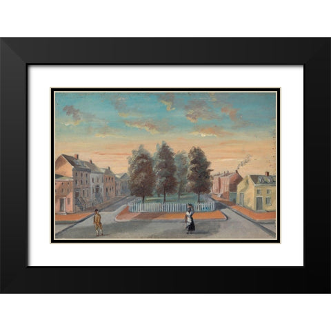 Baked Pears in Duane Park Black Modern Wood Framed Art Print with Double Matting by Chappel, William P.