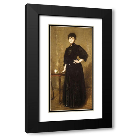 Lady in Black Black Modern Wood Framed Art Print with Double Matting by Chase, William Merritt