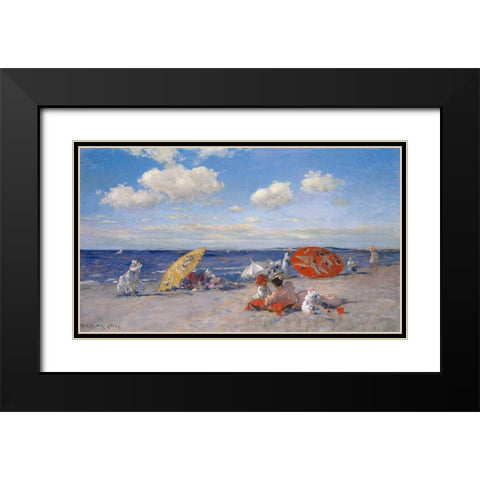 At the Seaside Black Modern Wood Framed Art Print with Double Matting by Chase, William Merritt