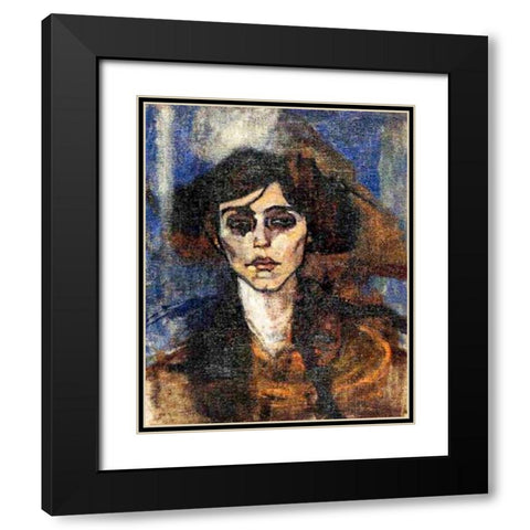 Portrait-of-Maude-Abrantes, 1907 Black Modern Wood Framed Art Print with Double Matting by Modigliani, Amedeo